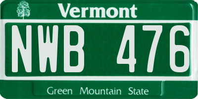 VT license plate NWB476