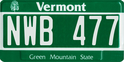VT license plate NWB477