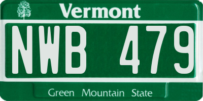 VT license plate NWB479
