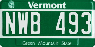 VT license plate NWB493