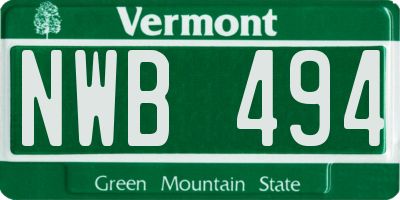 VT license plate NWB494