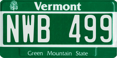 VT license plate NWB499