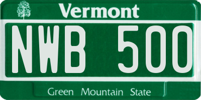 VT license plate NWB500