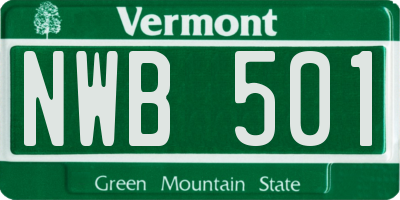 VT license plate NWB501