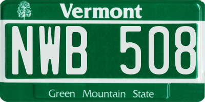 VT license plate NWB508
