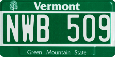 VT license plate NWB509