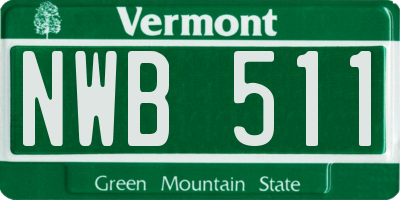 VT license plate NWB511