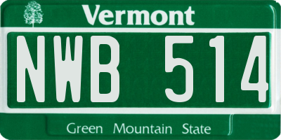 VT license plate NWB514