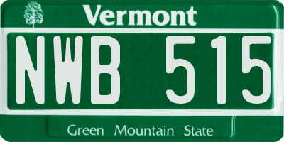 VT license plate NWB515