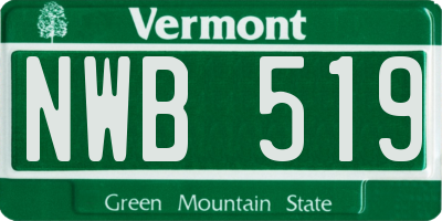 VT license plate NWB519
