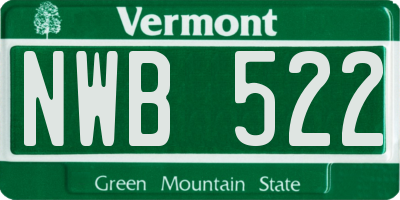 VT license plate NWB522