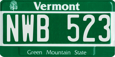 VT license plate NWB523