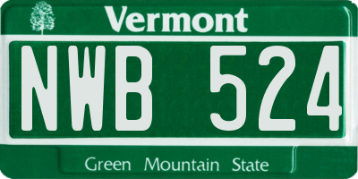 VT license plate NWB524