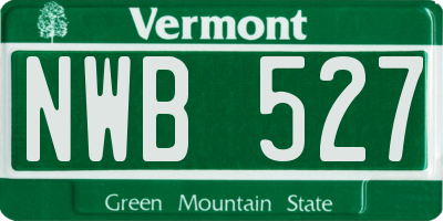 VT license plate NWB527