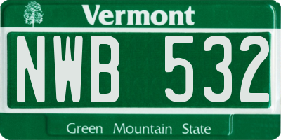 VT license plate NWB532
