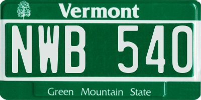 VT license plate NWB540