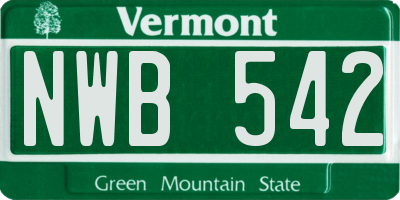 VT license plate NWB542