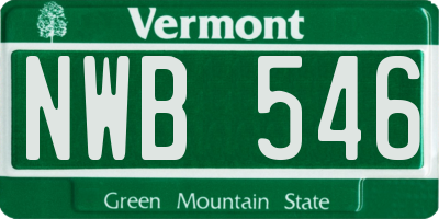 VT license plate NWB546