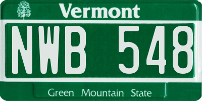 VT license plate NWB548