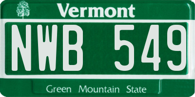 VT license plate NWB549
