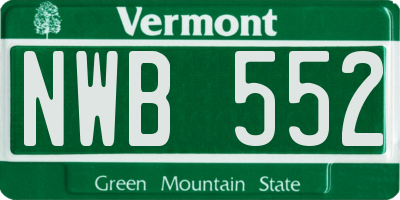 VT license plate NWB552