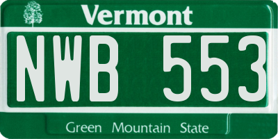 VT license plate NWB553