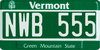 VT license plate NWB555