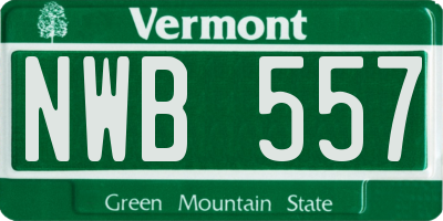 VT license plate NWB557