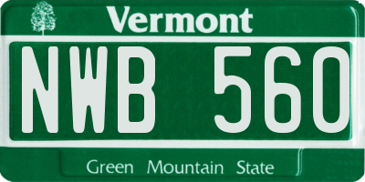 VT license plate NWB560