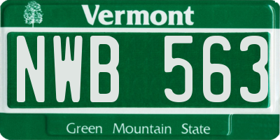 VT license plate NWB563