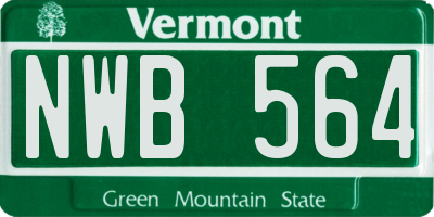 VT license plate NWB564