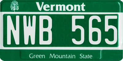 VT license plate NWB565