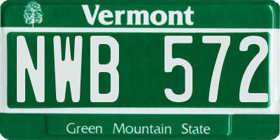 VT license plate NWB572