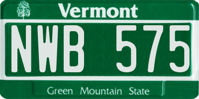 VT license plate NWB575
