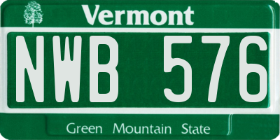 VT license plate NWB576