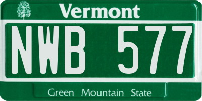 VT license plate NWB577
