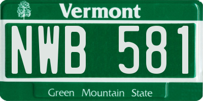 VT license plate NWB581