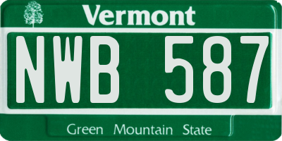 VT license plate NWB587