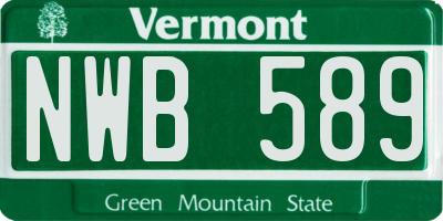 VT license plate NWB589
