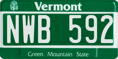 VT license plate NWB592