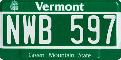 VT license plate NWB597
