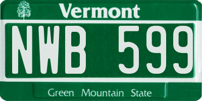 VT license plate NWB599