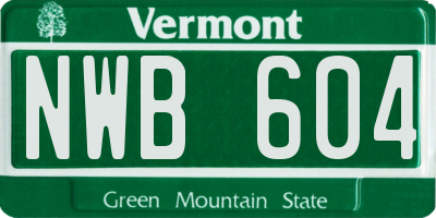 VT license plate NWB604