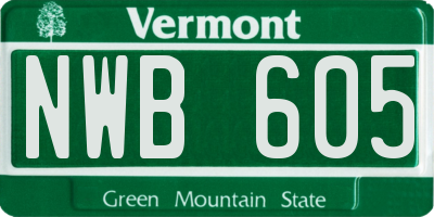 VT license plate NWB605