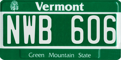 VT license plate NWB606