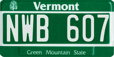 VT license plate NWB607