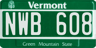 VT license plate NWB608
