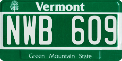 VT license plate NWB609