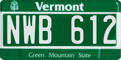 VT license plate NWB612