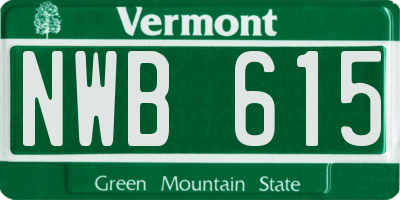 VT license plate NWB615